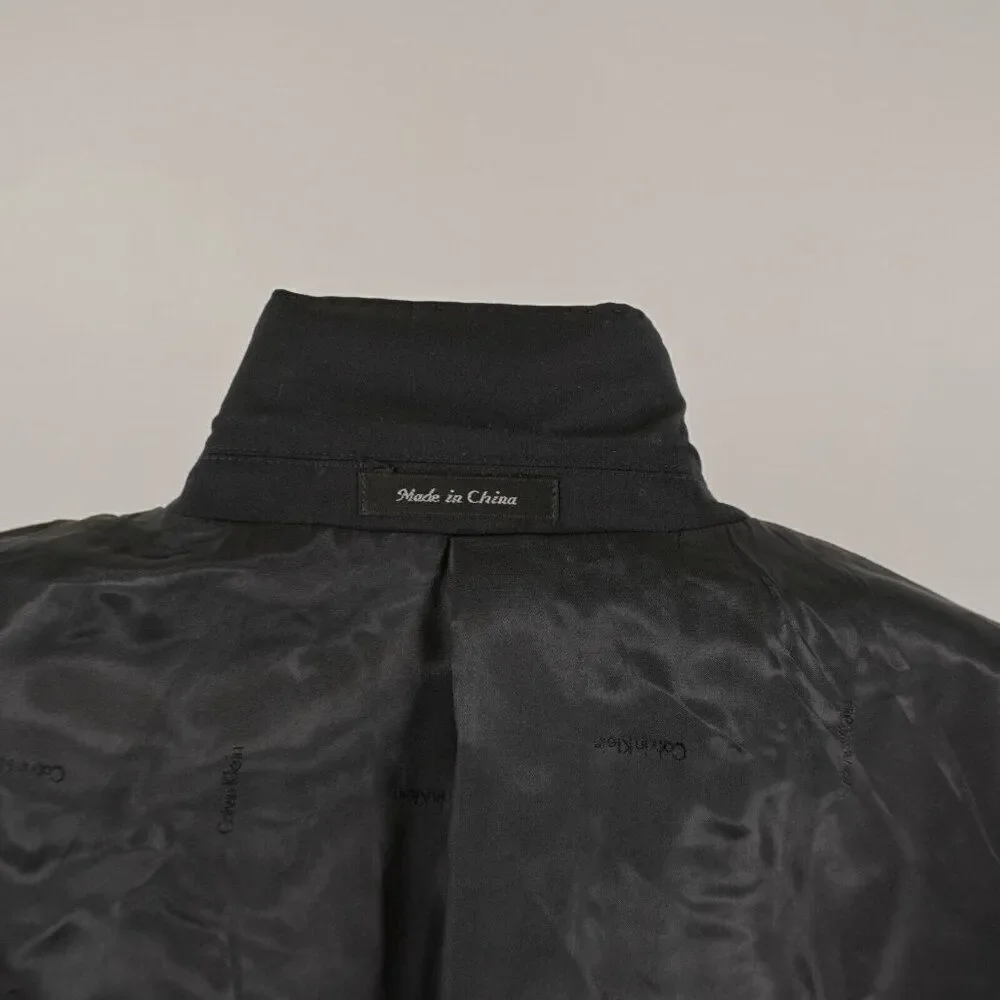 Calvin Klein‎ Black Wool Peak Label 2 Button Blazer / Suit Jacket 40R Tagged 44L